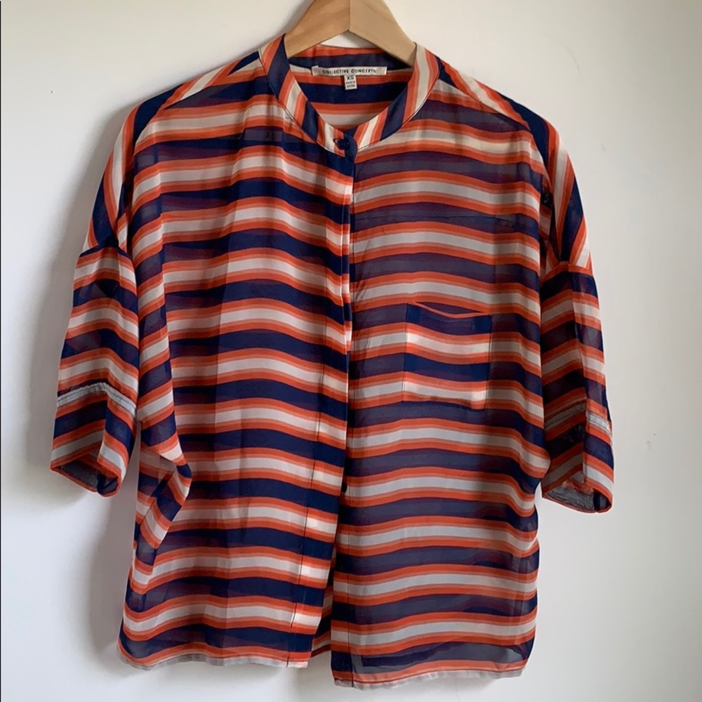 Striped blouse with 3/4 dolman style sleeves